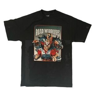 Road Warriors‎ WWE Official Wrestling Shirt Medium Black WWE Tag Graphic Print